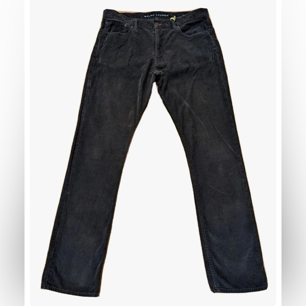 RALPH LAUREN Black Label Flat Front Corduroy Pants 34W x 32L Dark Gray